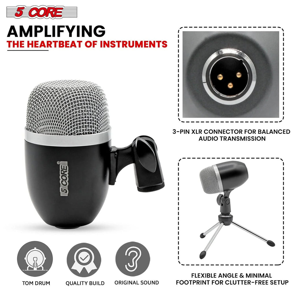 5Core Conga Mic Snare Tom Microphone Drum Kit Condenser XLR Instrument