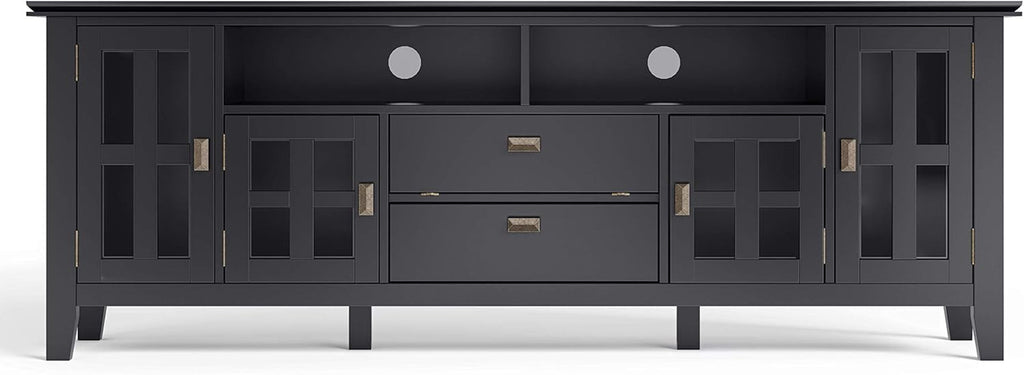 72 Inch Solid Wood TV Stand In Black For 80 Inch TVs