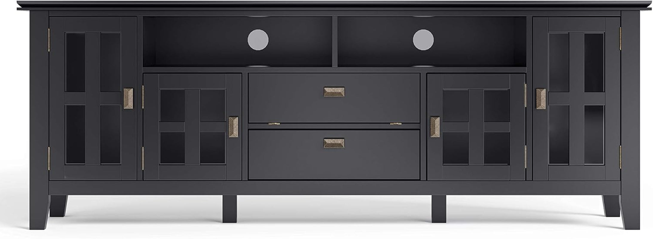 72 Inch Solid Wood TV Stand In Black For 80 Inch TVs