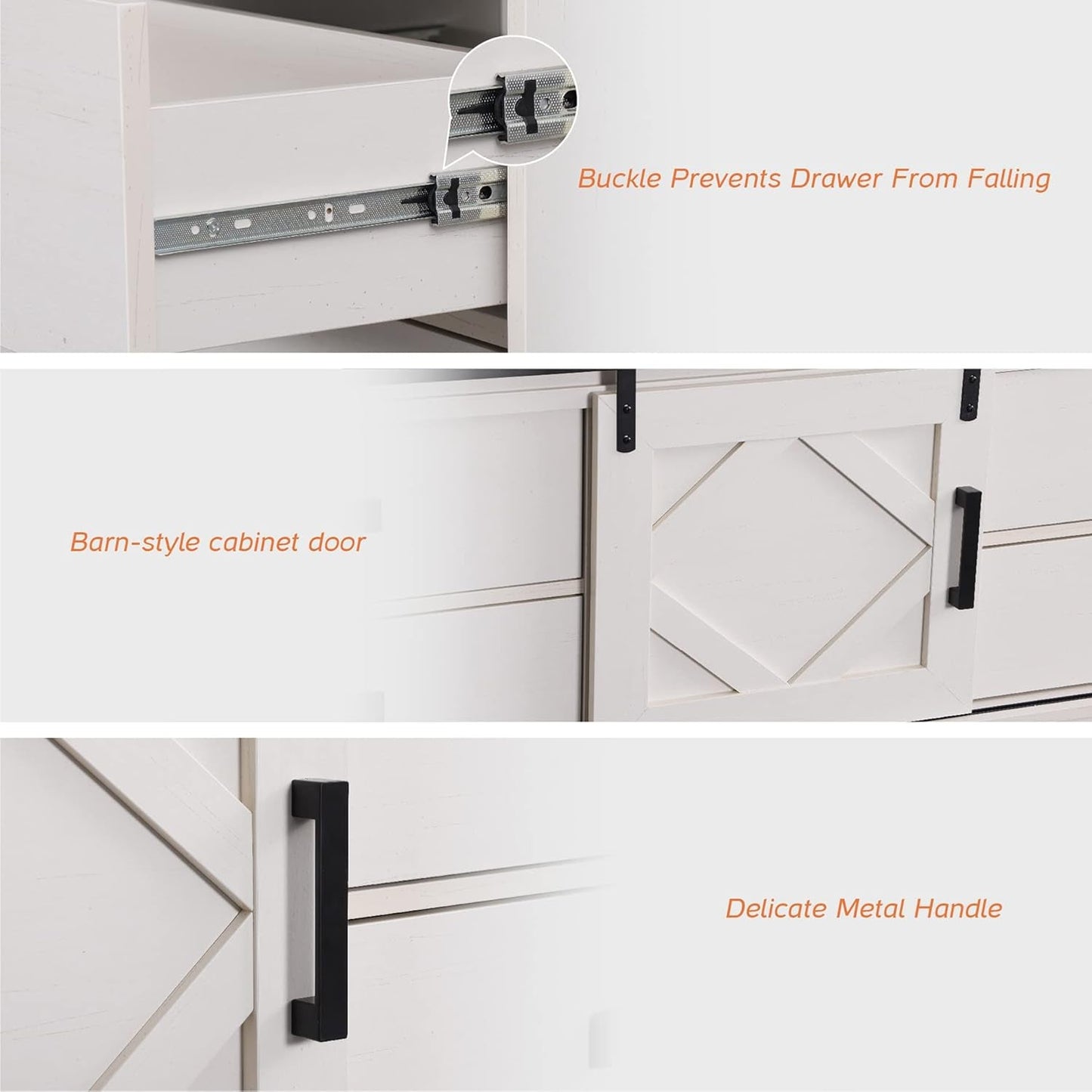 98.4 Inch Wide TV Stand Antique White For Living Room