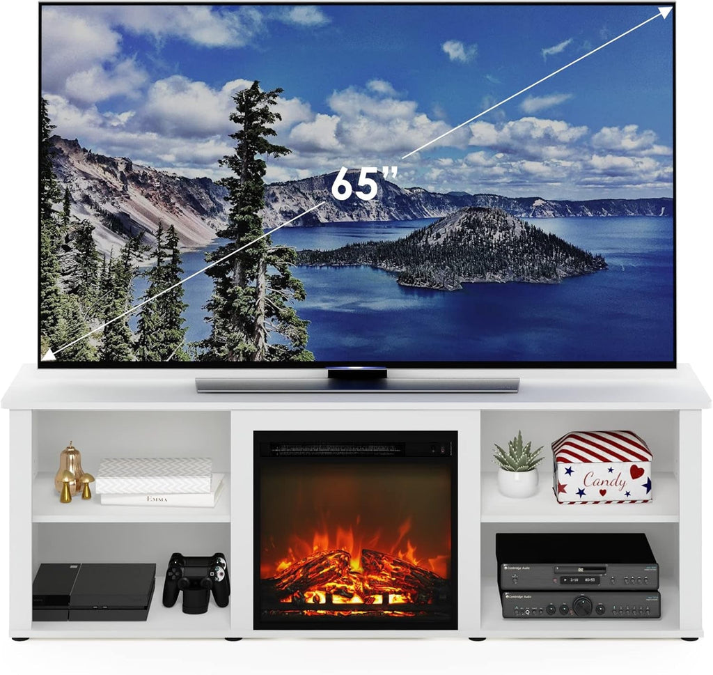Modern 70 Inch TV Stand With Electric Fireplace