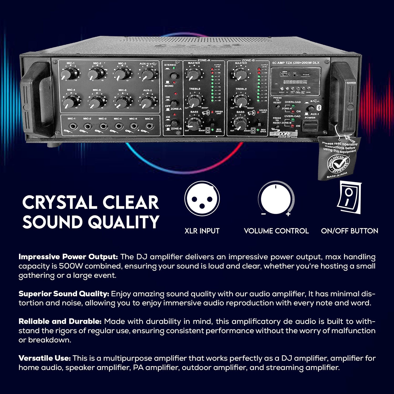 5 Core 4000W PA System Outdoor Indoor Commercial Industrial Grade