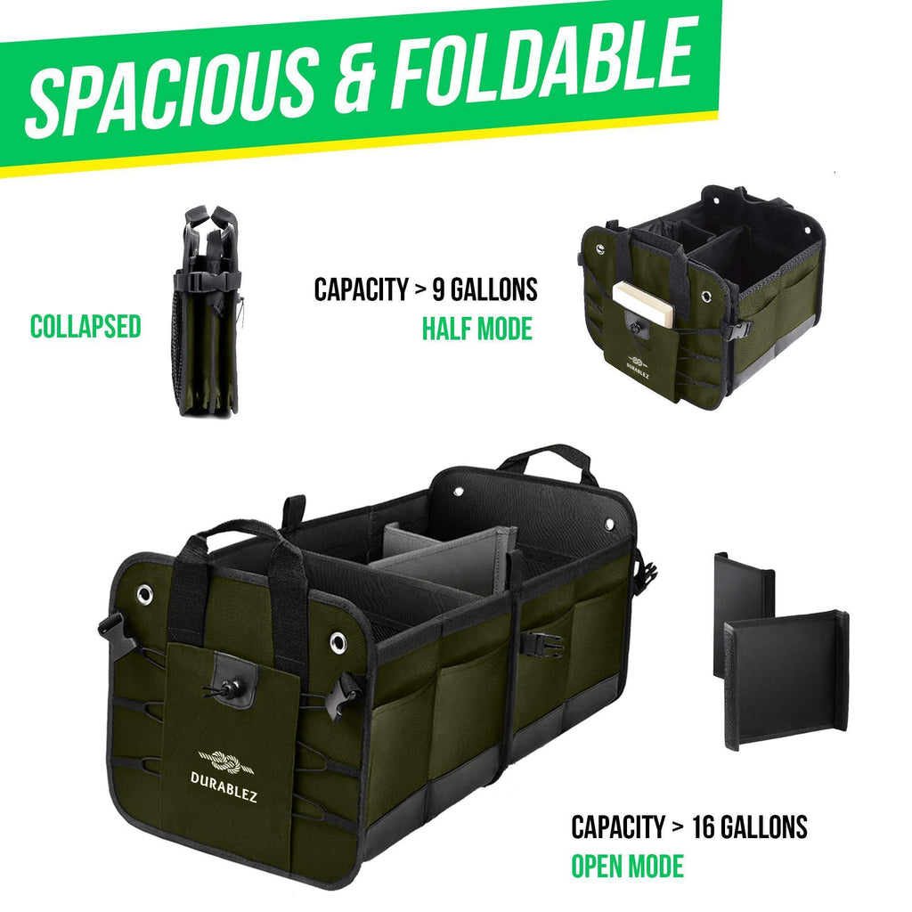 Trunk Organizer with Covering Net Attachable Non Slip Pads and