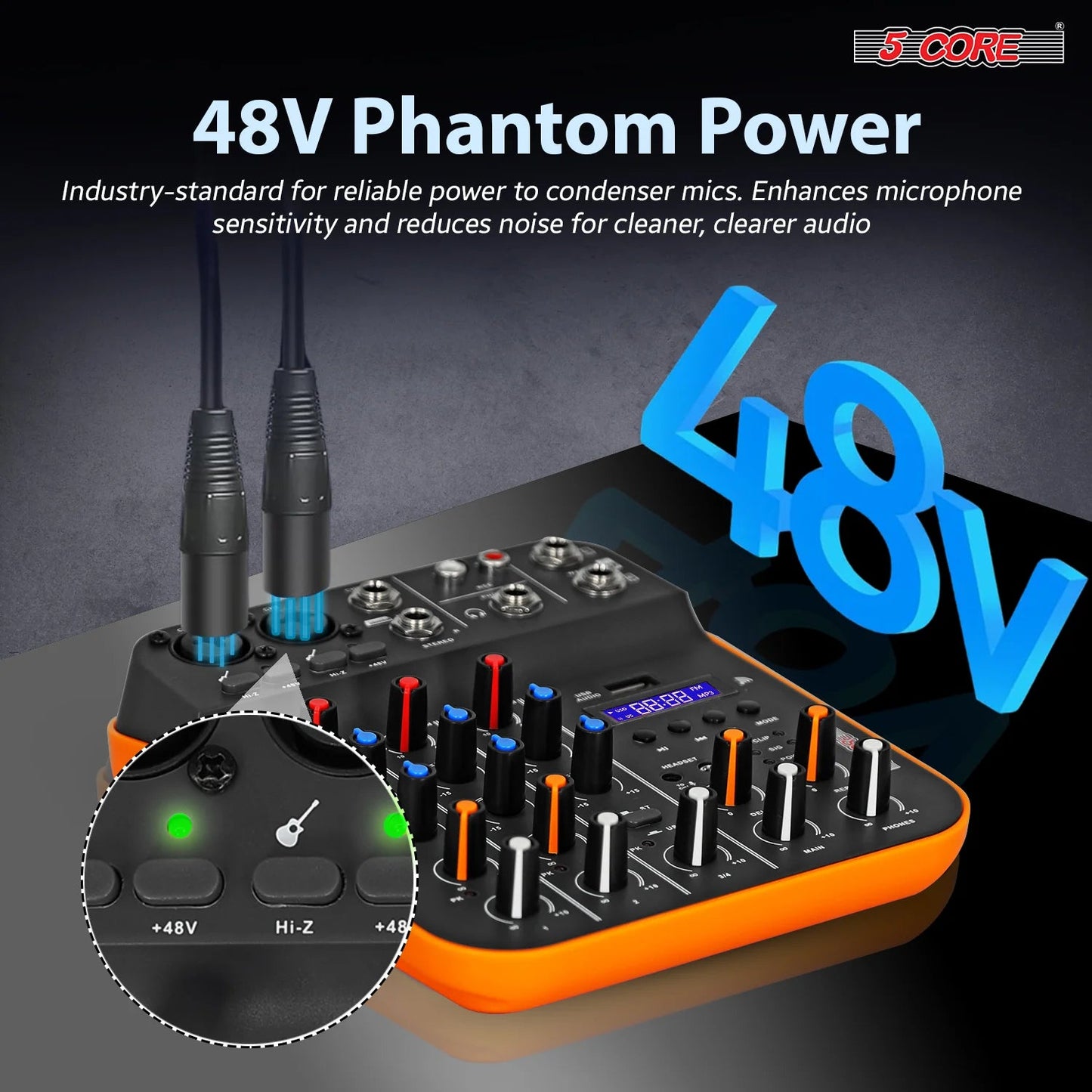 Audio Mixer 4 Channel DJ Equipment with Bluetooth USB Sound Board