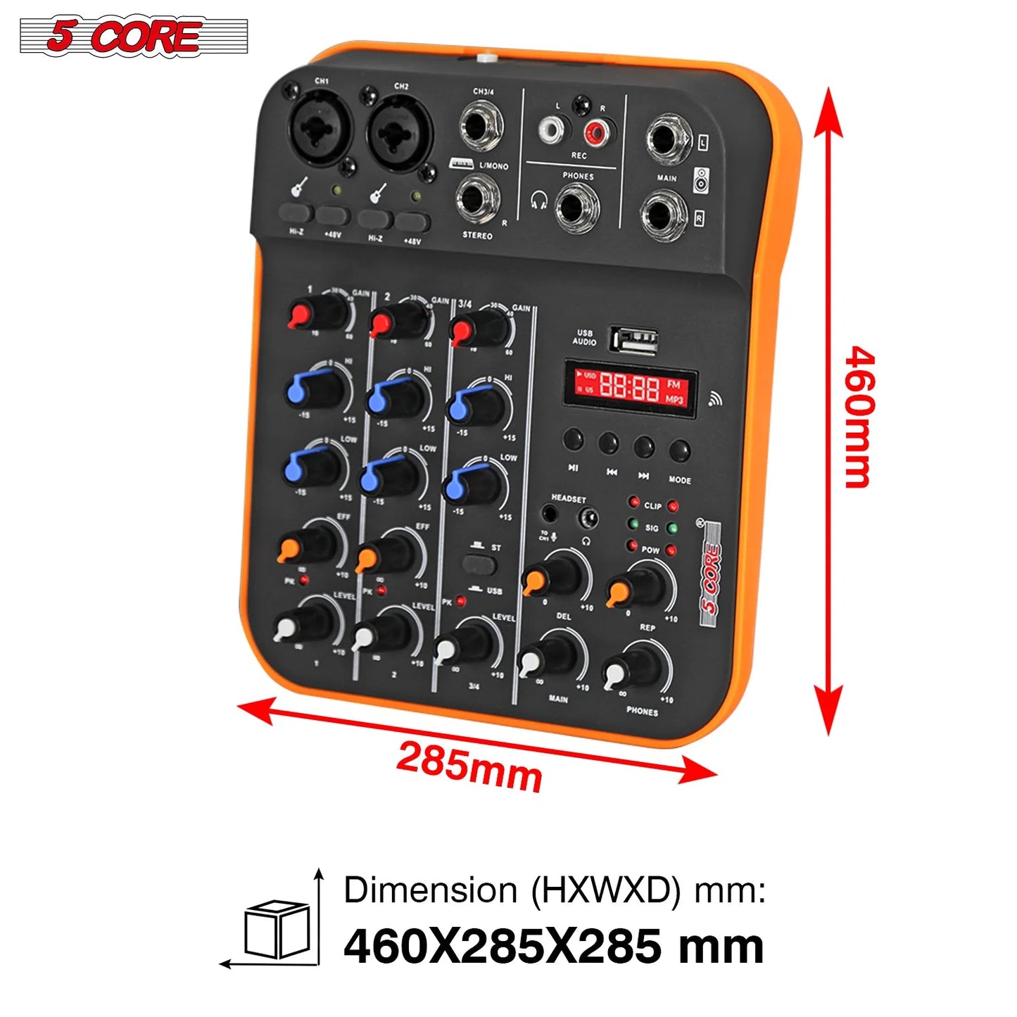 Audio Mixer 4 Channel DJ Equipment with Bluetooth USB Sound Board