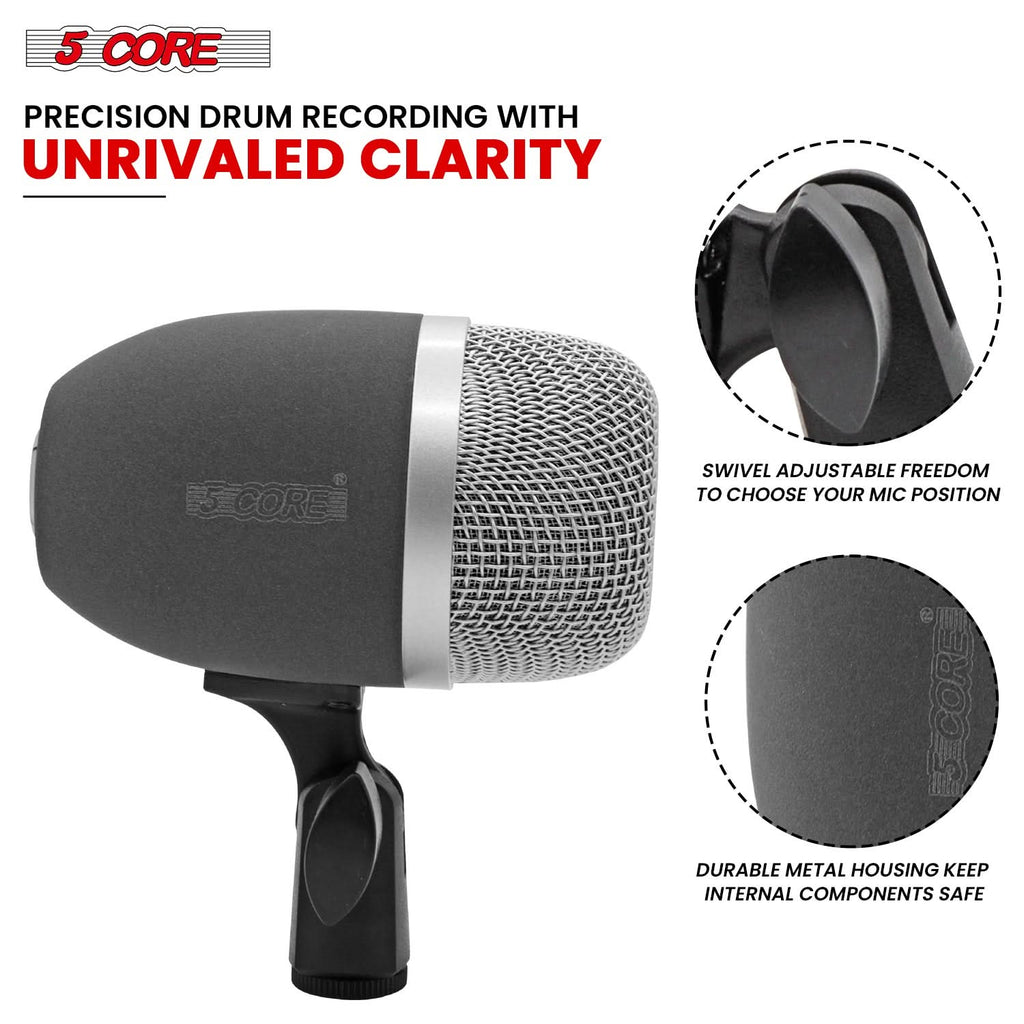 5 Core Tom Snare Mic Cardioid Dynamic Microphone for Drum Kit