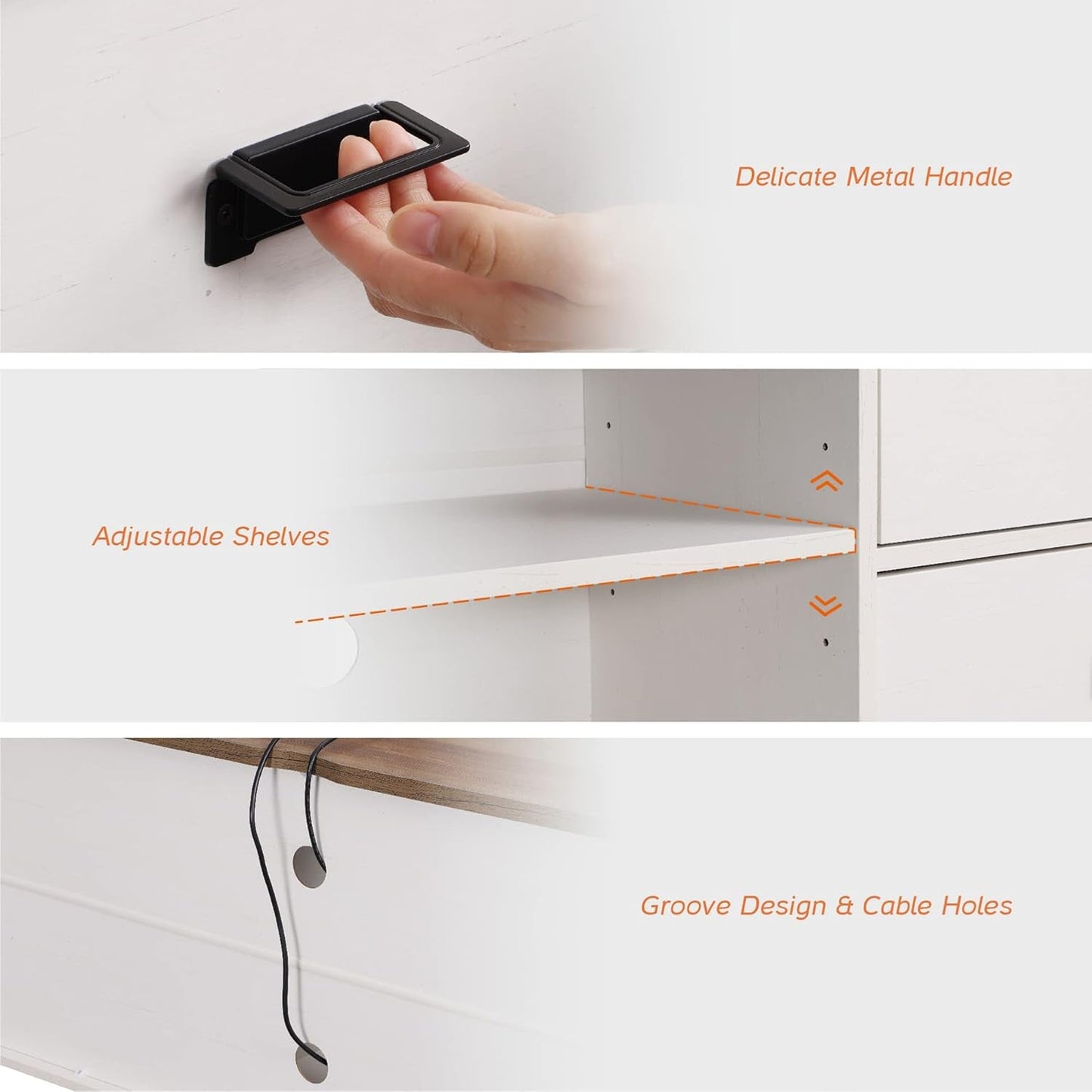 98.4 Inch Wide TV Stand Antique White For Living Room