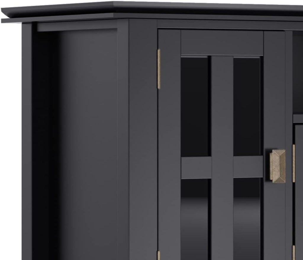 72 Inch Solid Wood TV Stand In Black For 80 Inch TVs