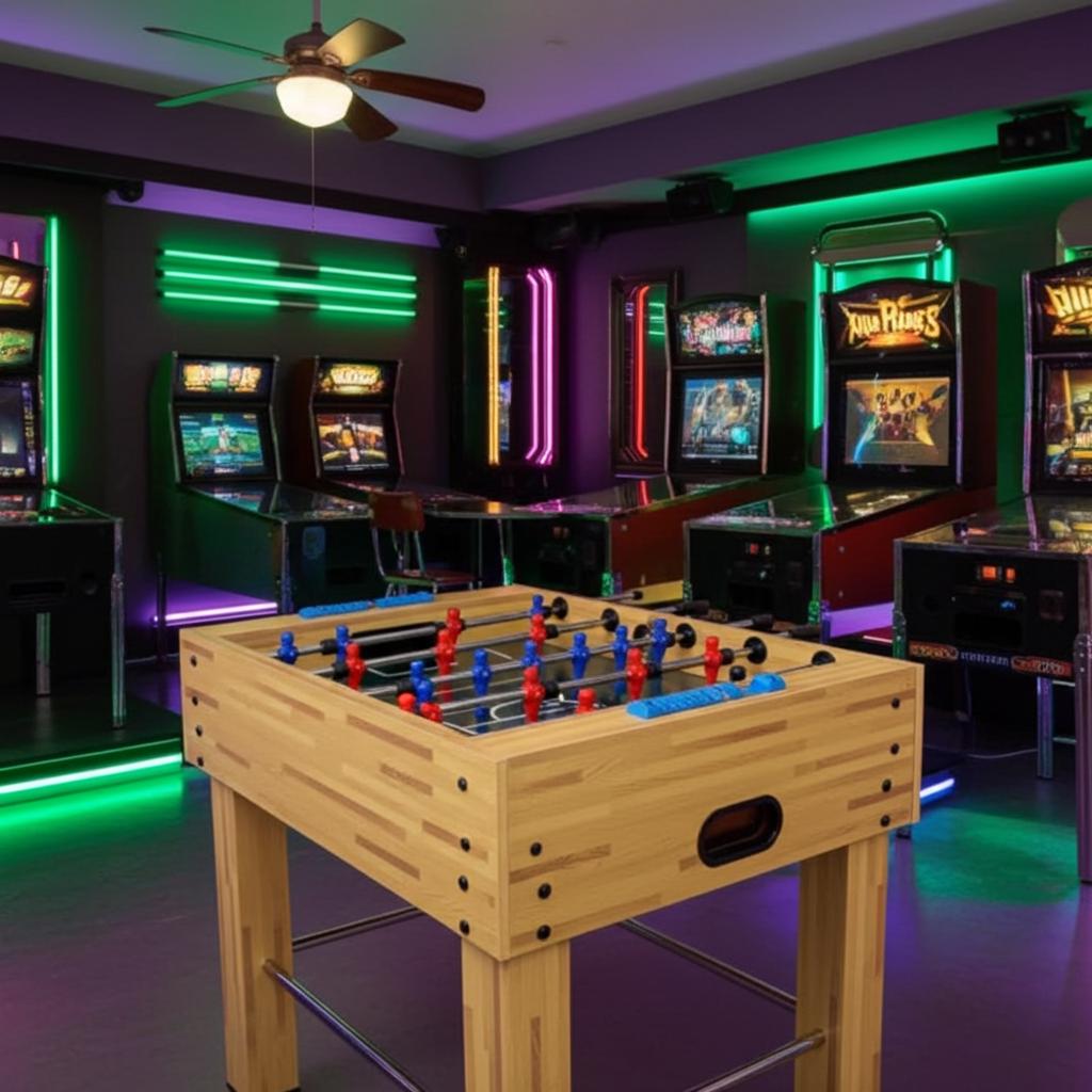 54-Inch Hurricane Foosball Table For Family Game Rooms With Light