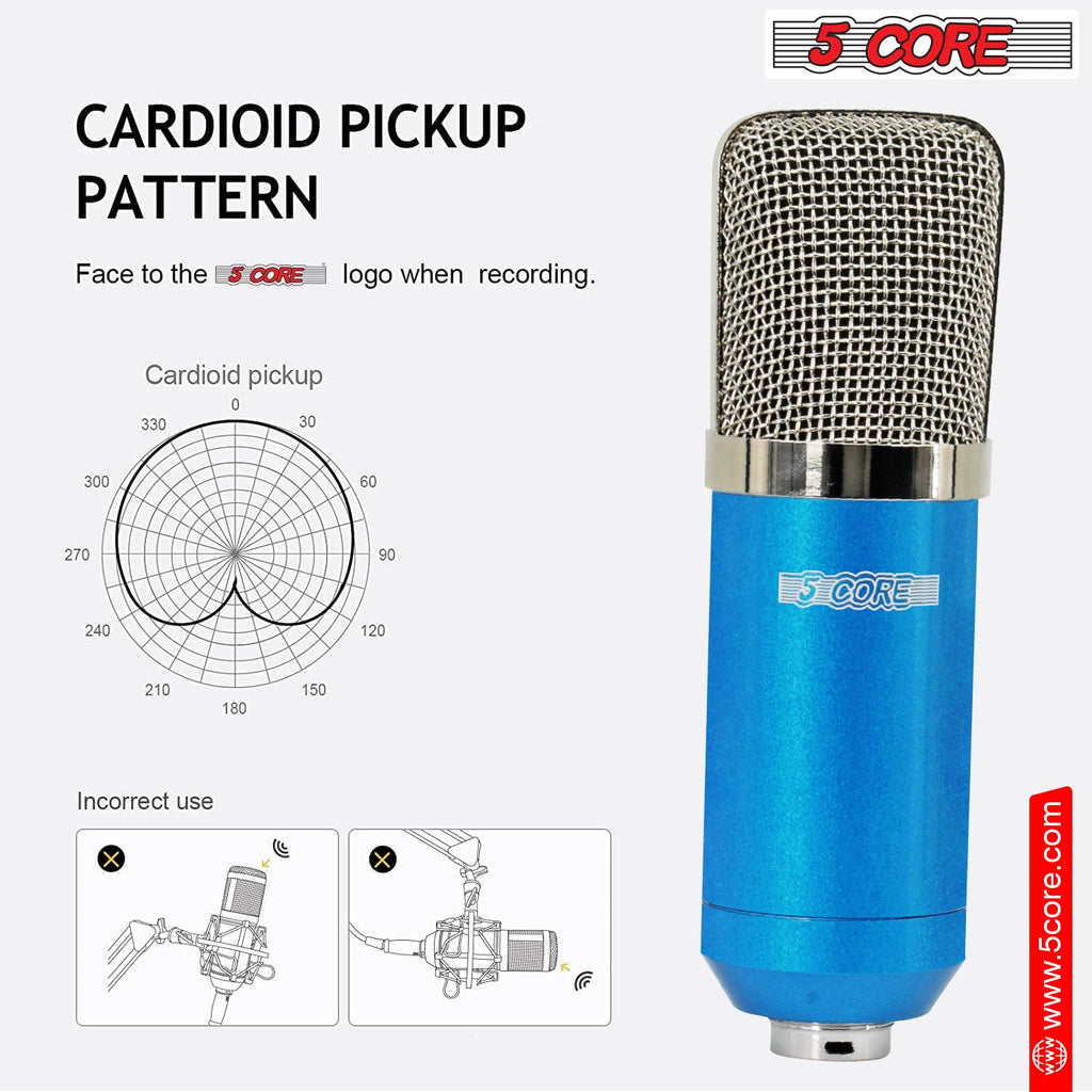 5Core Recording Microphone Podcast Bundle Professional Condenser