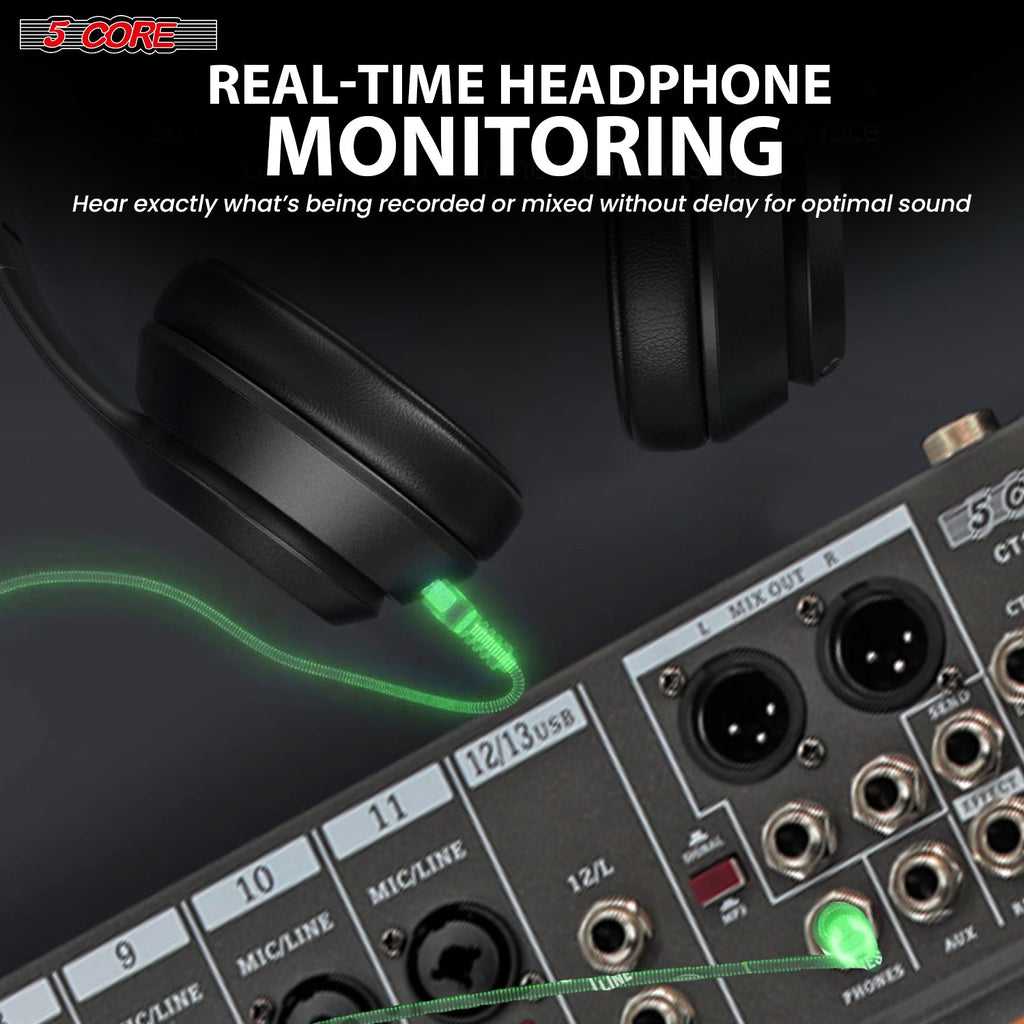 5 Core Audio Mixer 12 Channel DJ Equipment with Bluetooth USB Sound