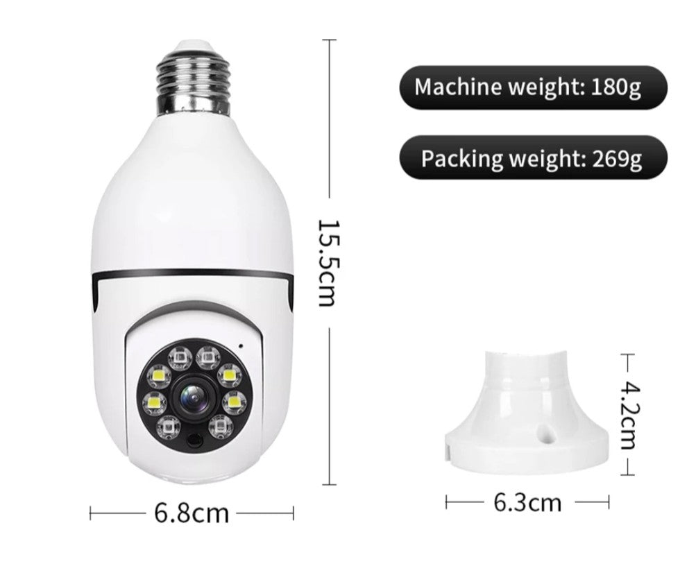 5G Wifi Surveillance Camera, E27 Light Bulb Camera Wireless Waterproof IP65 Automatic Human Tracking Night Vision Security Camera