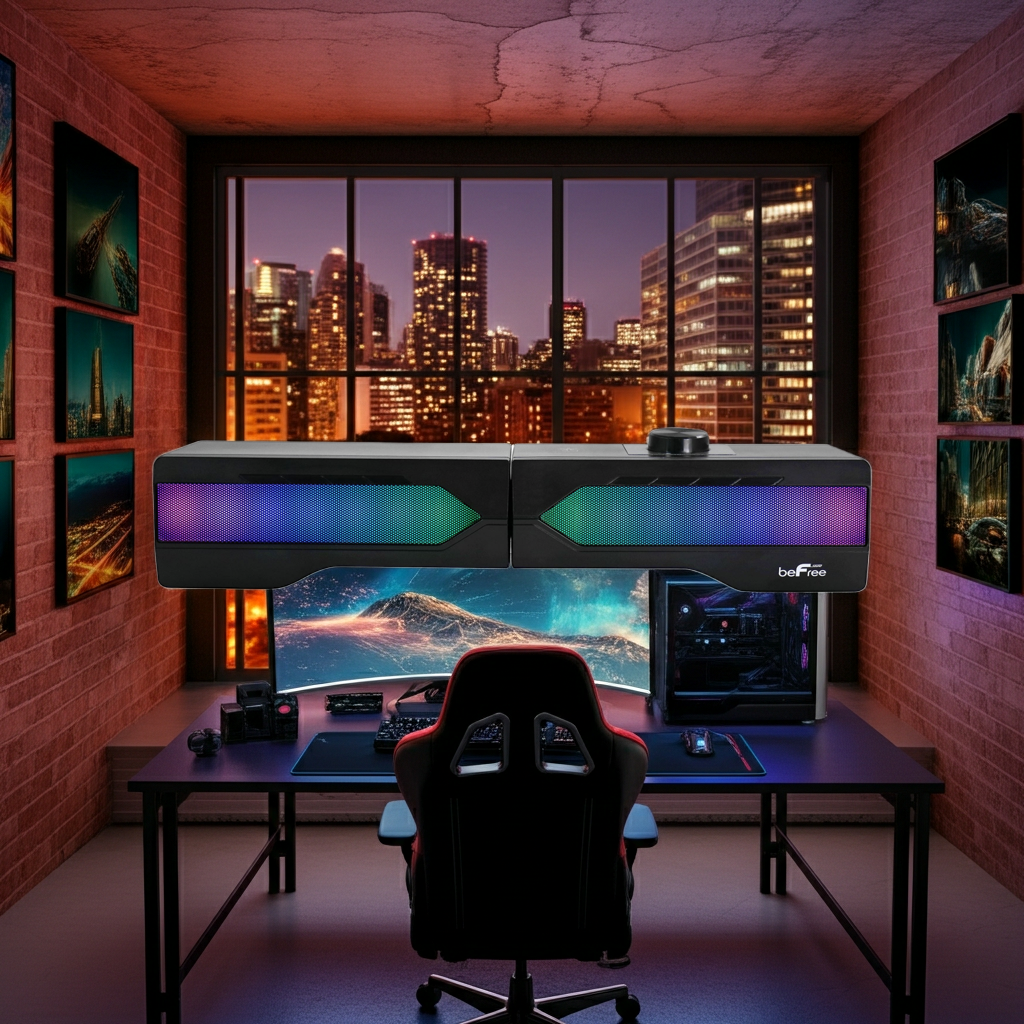 beFree Sound Gaming Dual Soundbar with RGB LED Lights
