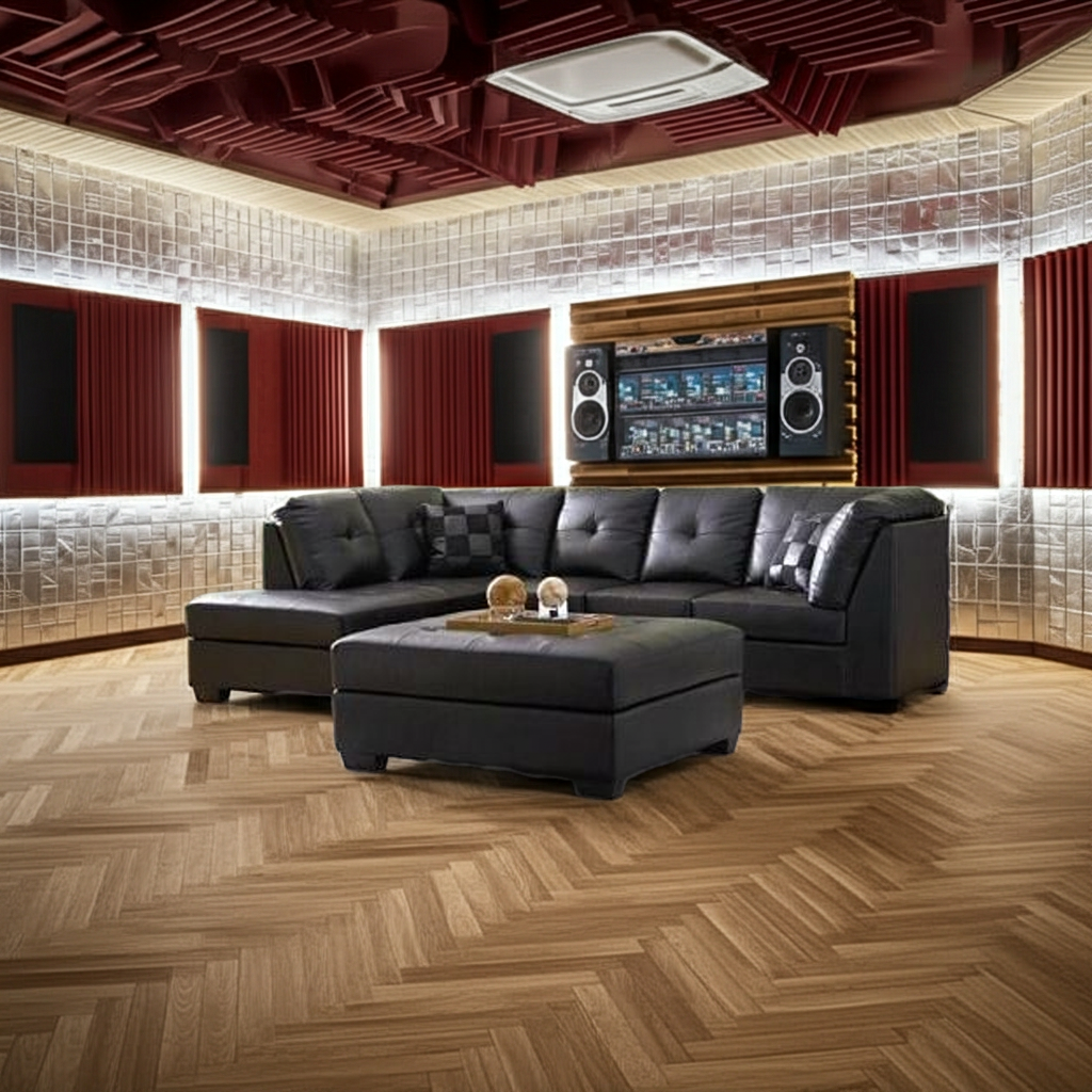 Black Bonded Leather Sectional Sofa with Left Side Chaise