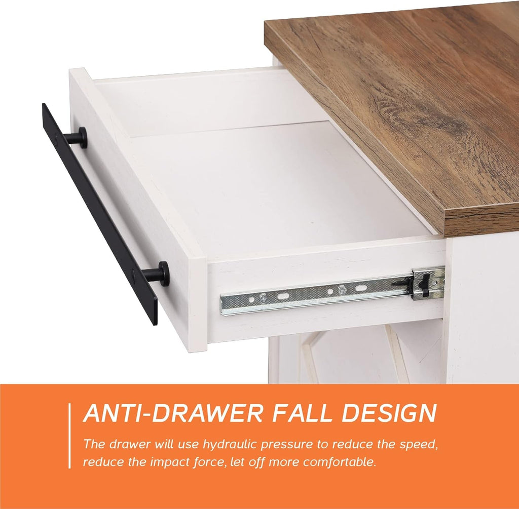 98.4 Inch Wide TV Stand Antique White For Living Room