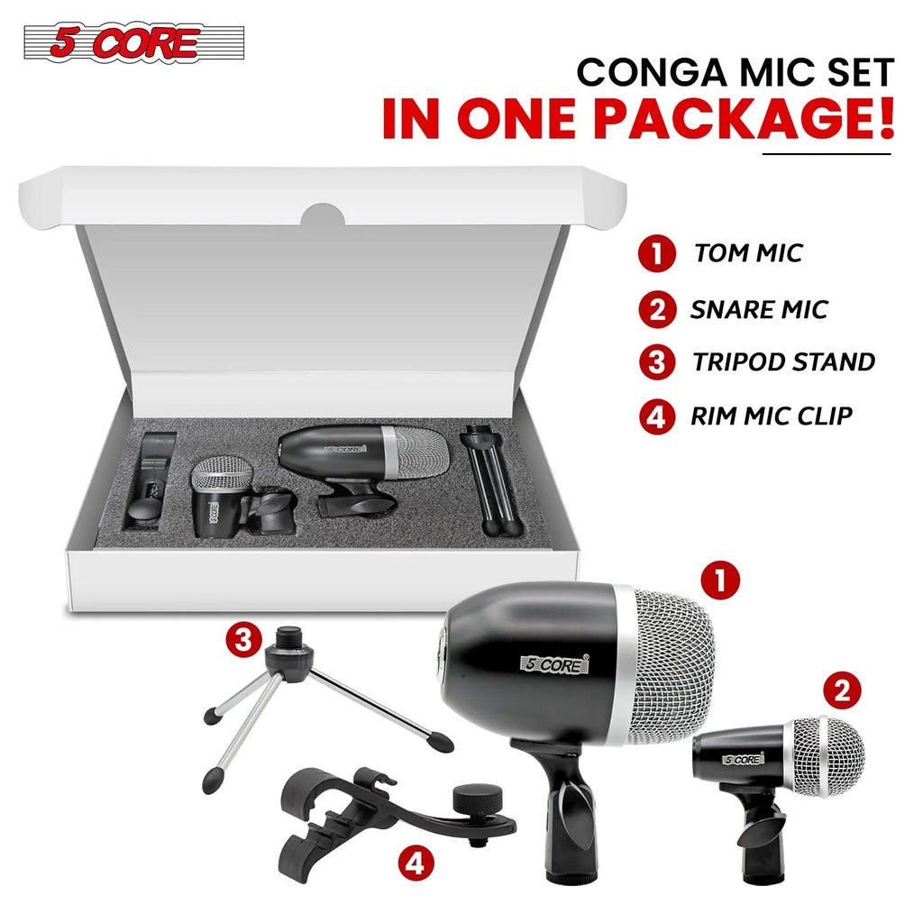 5Core Conga Mic Snare Tom Microphone Drum Kit Condenser XLR Instrument