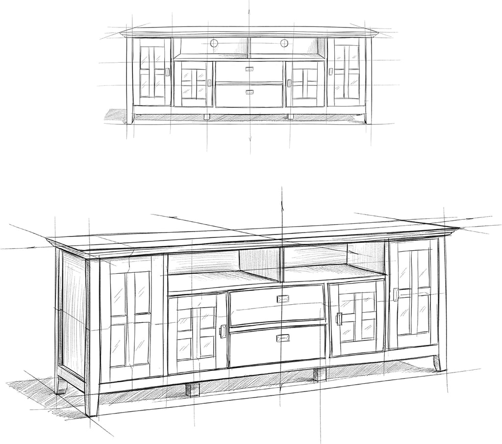 72 Inch Solid Wood TV Stand In Black For 80 Inch TVs