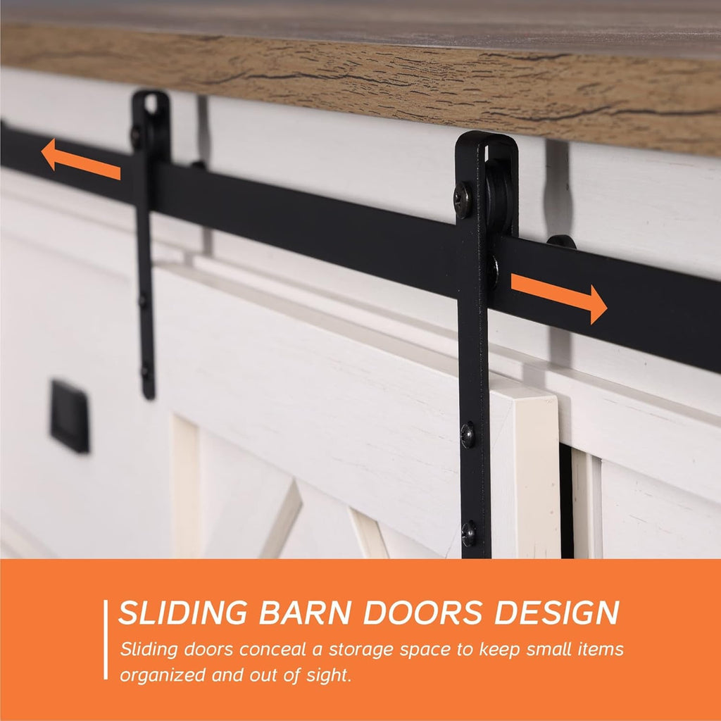 98.4 Inch Wide TV Stand Antique White For Living Room