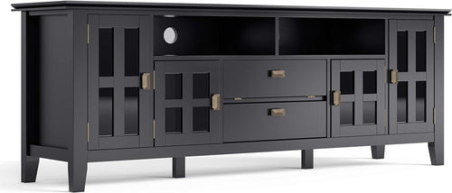 72 Inch Solid Wood TV Stand In Black For 80 Inch TVs