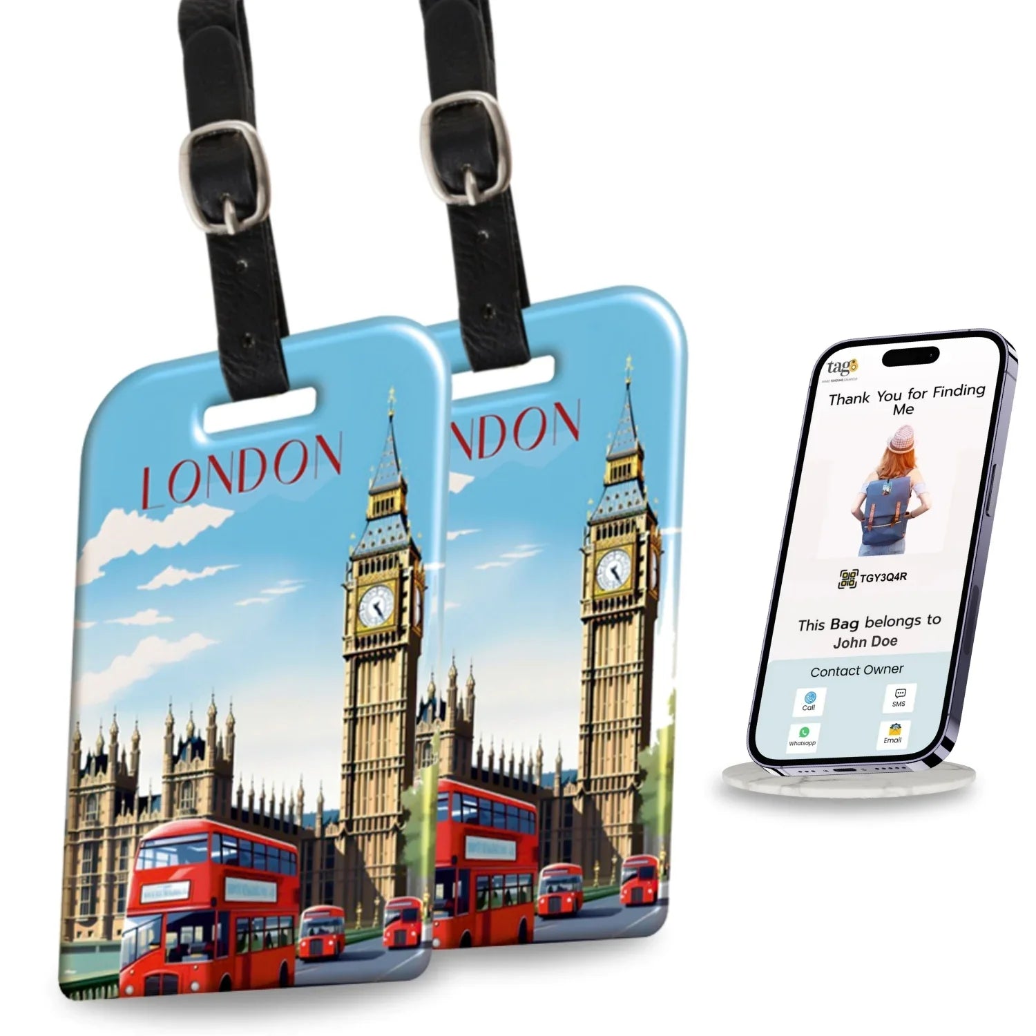Smart Bag Security Tag - London [Pack 2]