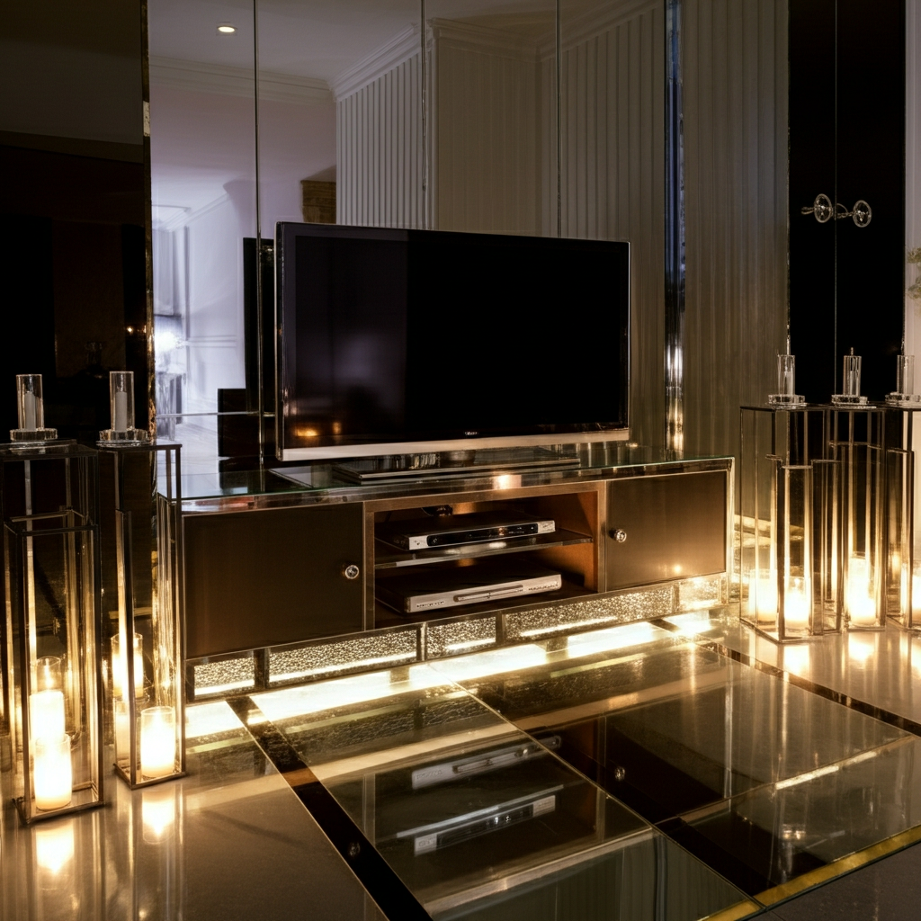 98.4 Inch Wide TV Stand Antique White For Living Room