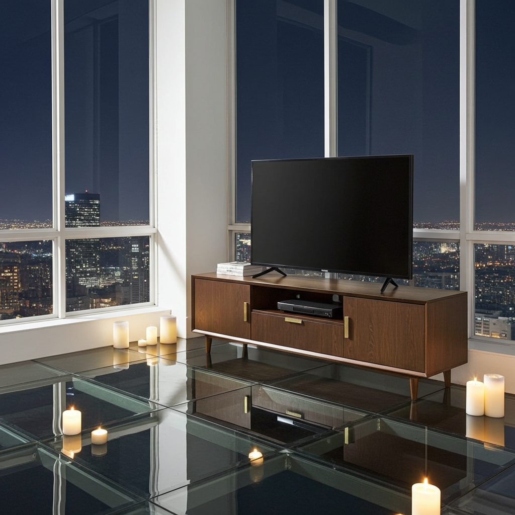 98.4 Inch Wide TV Stand Antique White For Living Room